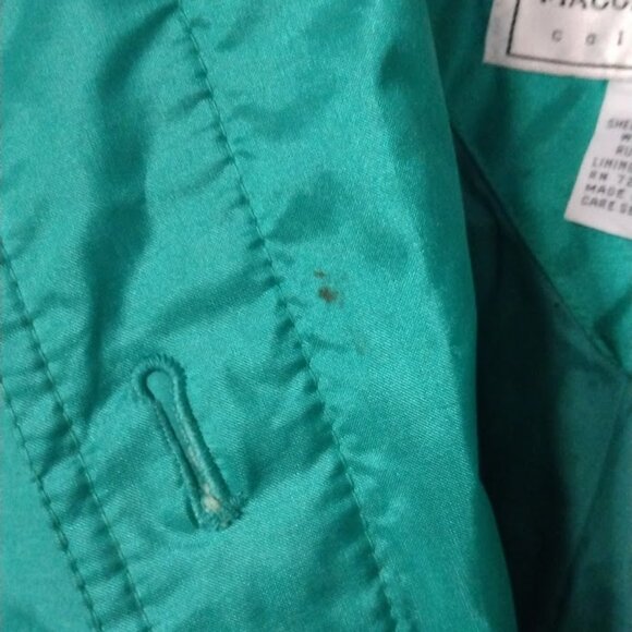 Vintage Maggie Lawrence Long Trench Coat Rain Jacket 20W Shiny Green *FLAWS - Picture 11 of 12